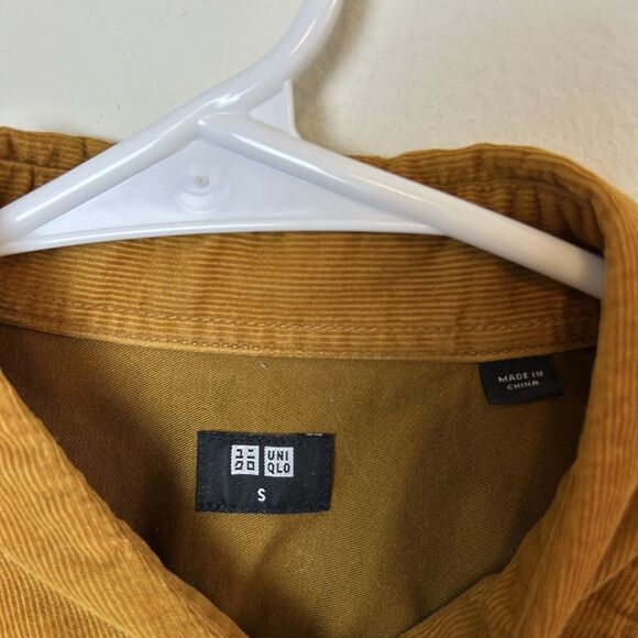 Uniqlo Corduroy Shirt Mens Small Gold Button Down Preppy Utility Chore Classic - Picture 5 of 12